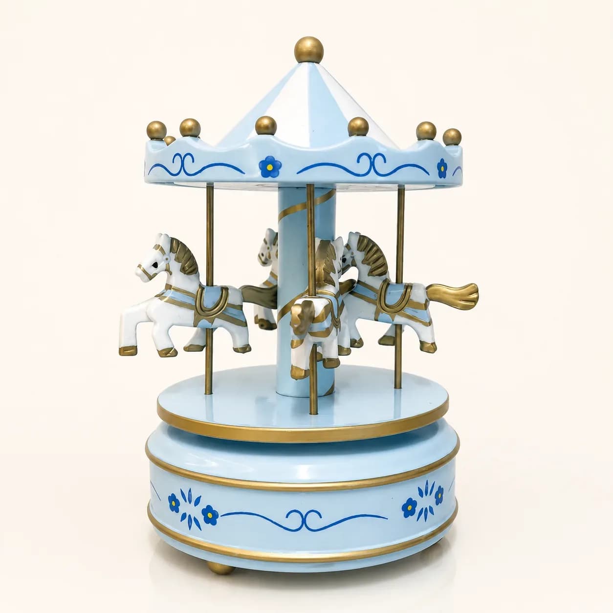 Carousel Music Box — Blue & Gold