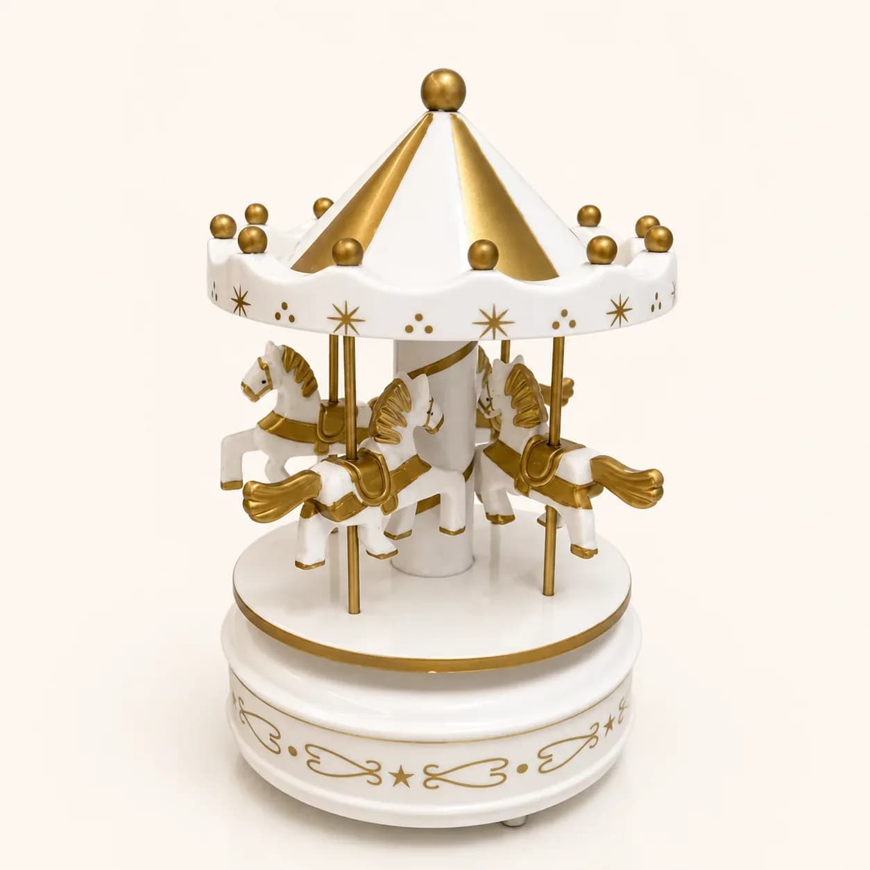 Carousel Music Box — White & Gold