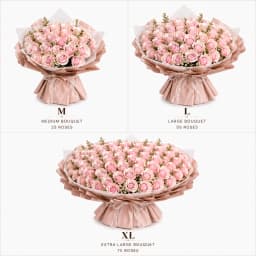Amour bouquet — size comparison
