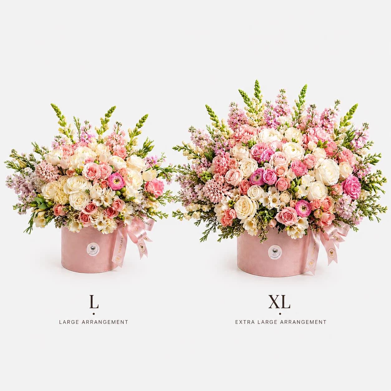Floral Fantasy bouquet — size comparison