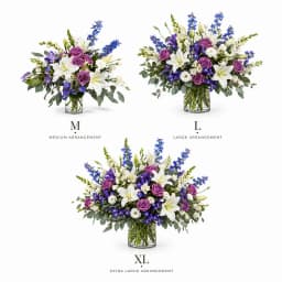 Lilac Sweetheart bouquet — size comparison
