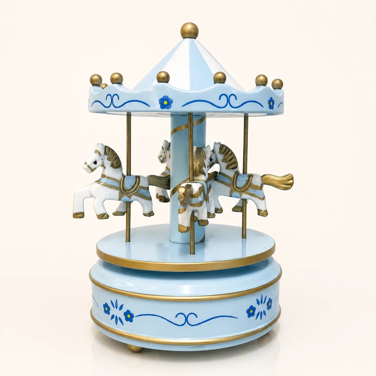 Carousel Music Box — Blue & Gold, a gift from Blooms In Ribbon