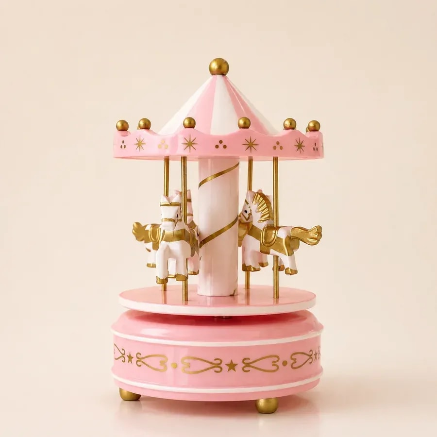 Carousel Music Box — Pink, a gift from Blooms In Ribbon