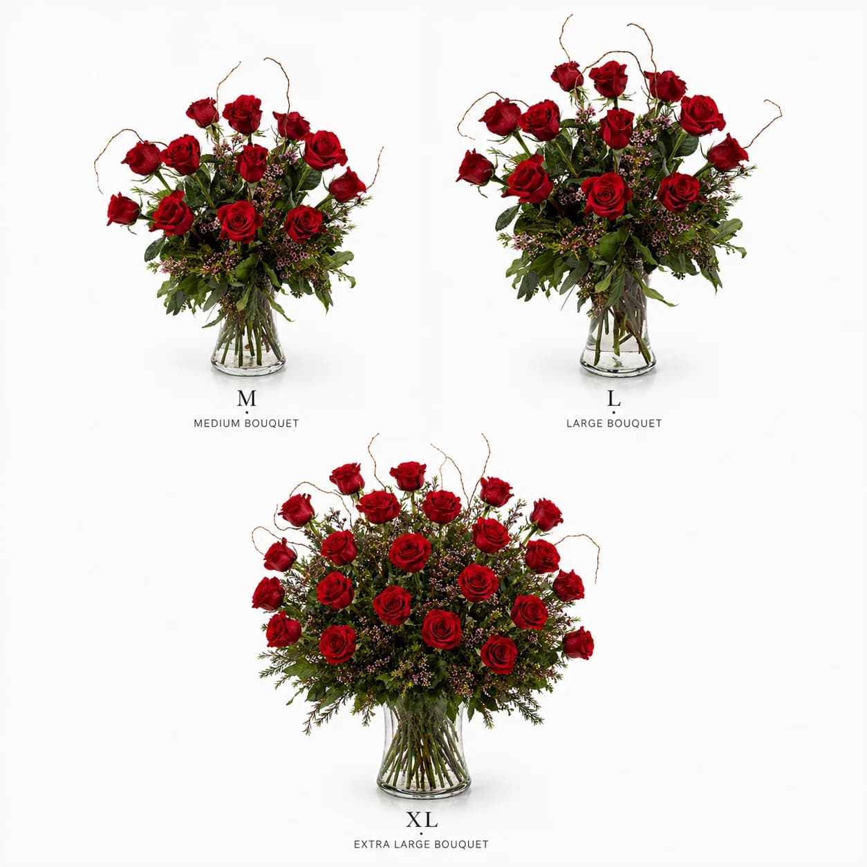 The Flowers of Love bouquet — size comparison